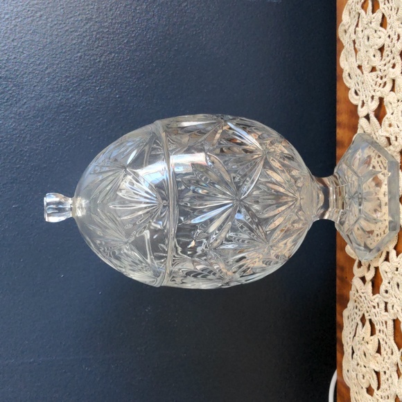 Luminarc Durand Crystal Clear Glass Egg Shaped Lidded Candy Dish - Picture 4 of 6